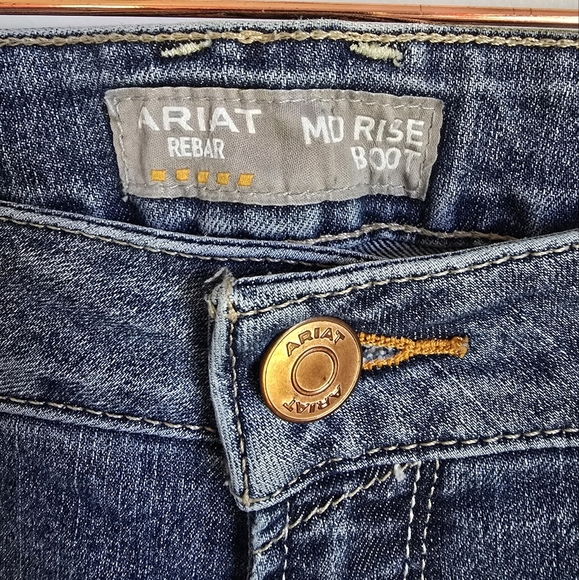 Ariat Rebar Womens Mid Rise Bootcut Cargo Pocket Riveter Jeans, Size 30 Short - Picture 7 of 10